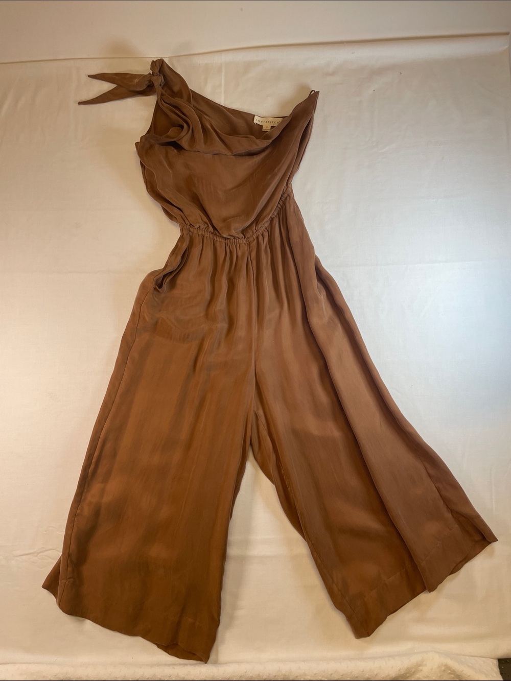 lovestitch Rust Brown Halter Wide-Leg Jumpsuit pockets minimalist luxury - Picture 10 of 10